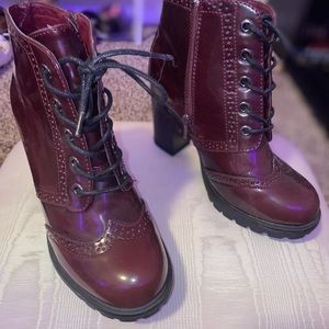 Women's Platform Lace Up Chunky Heel Ankle Combat Boots